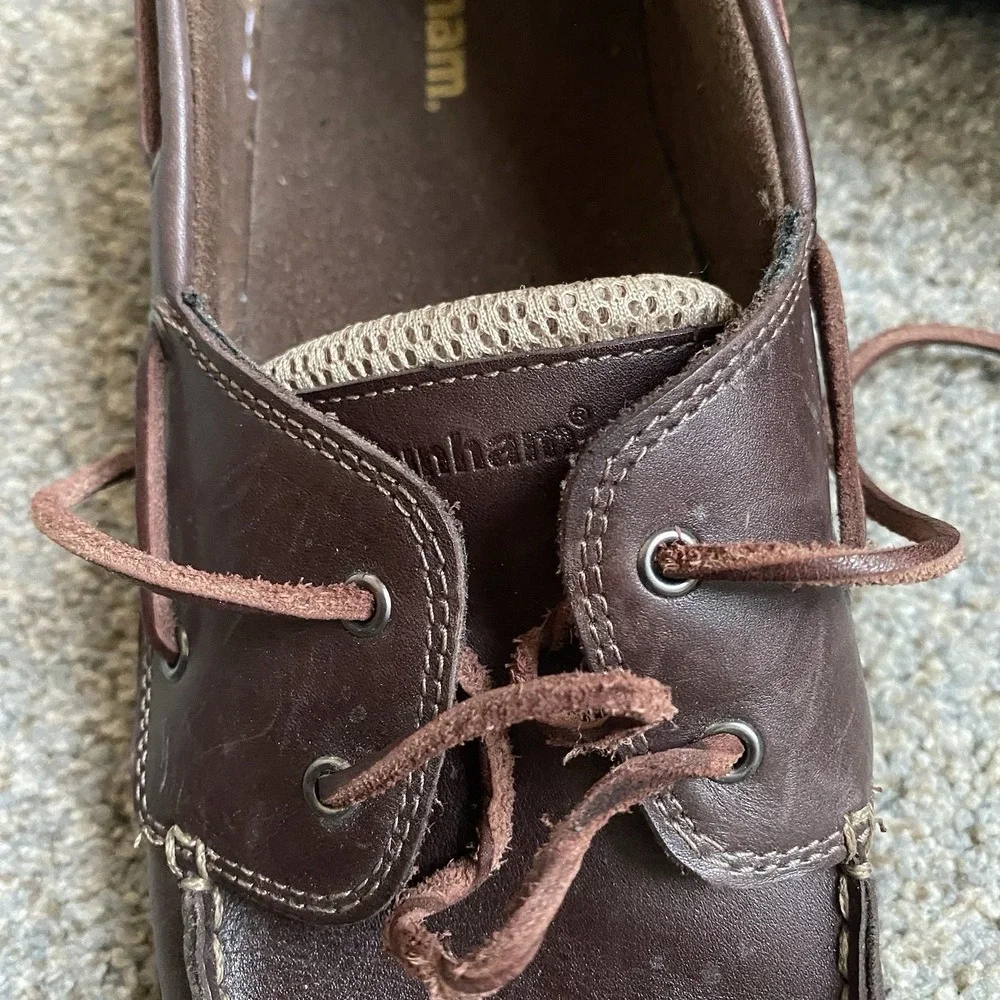 Dunham Men's Boat Shoes Size 10D EU 44 Wide Dark Brown Leather Preppy Workwear